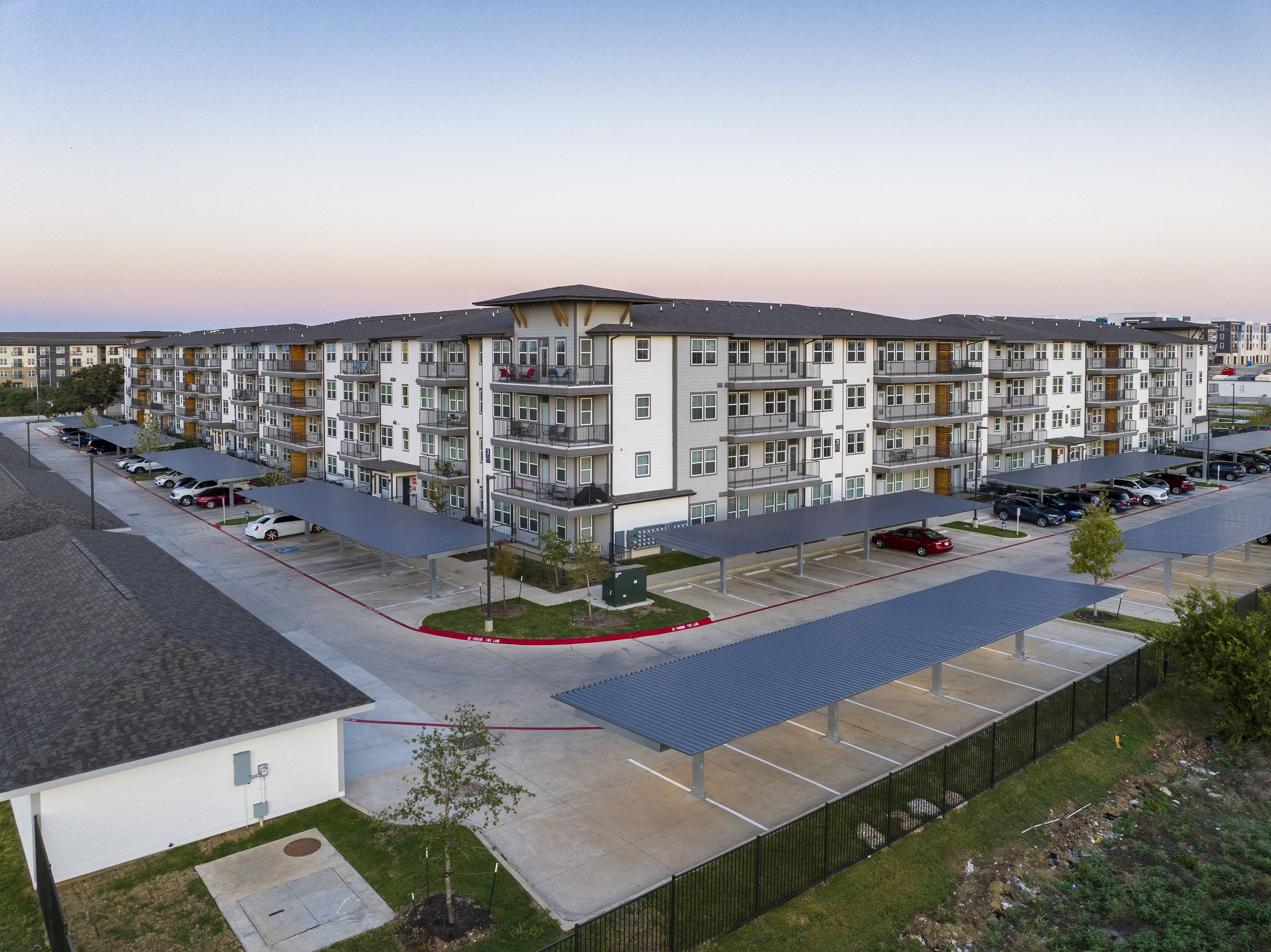 an aerial street-view of a senior apartment community